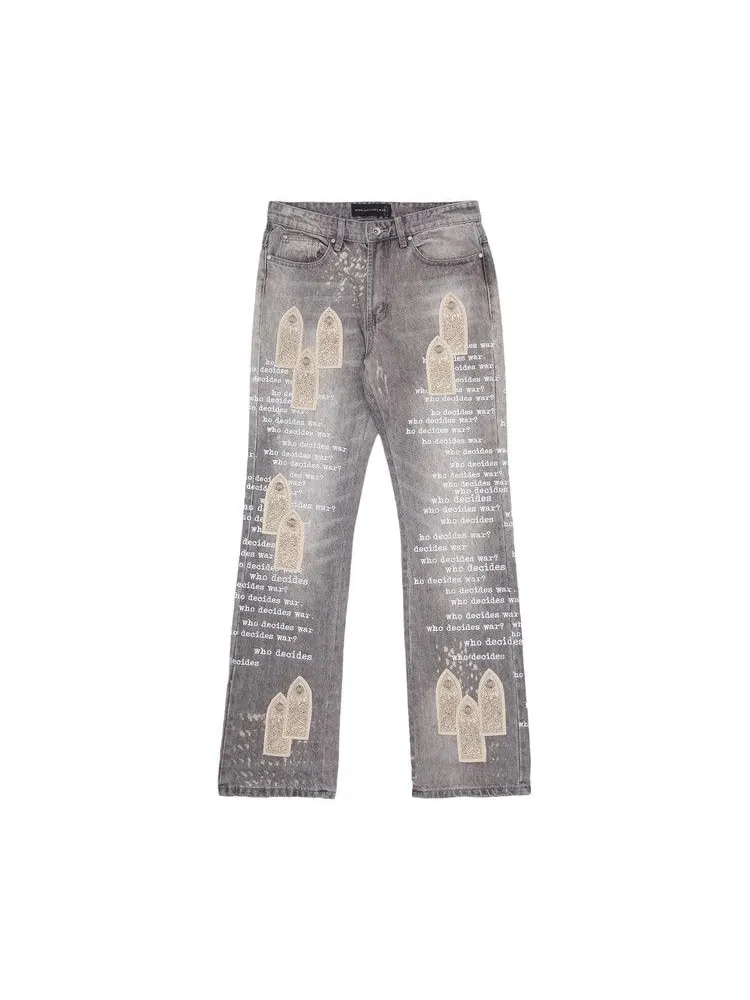 Брюки Who Decides War Scripture Denim — изображение 1 из 3, винтажный серый