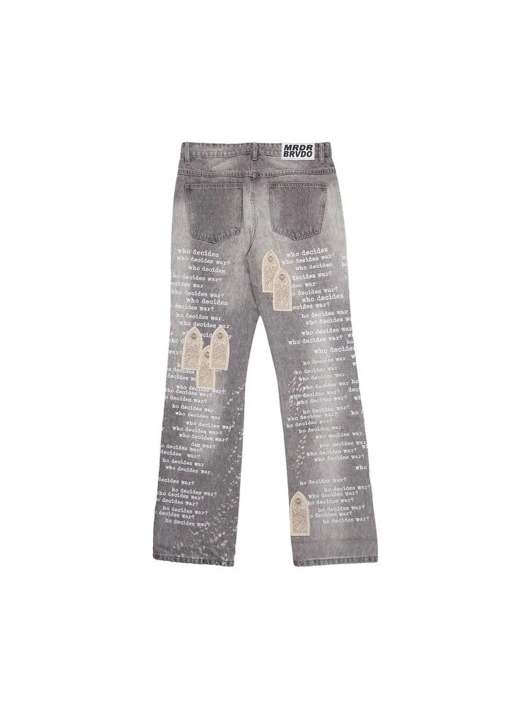 Брюки Who Decides War Scripture Denim — изображение 2 из 3, винтажный серый