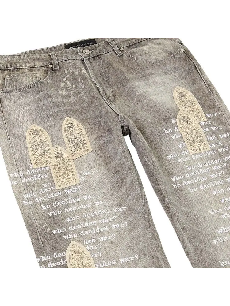 Брюки Who Decides War Scripture Denim — изображение 3 из 3, винтажный серый