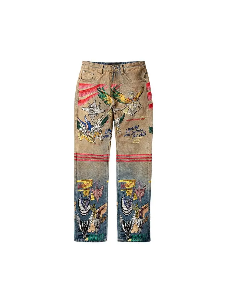 Брюки Who Decides War Liberty Denim — изображение 1 из 1, бежевый джинсовый синий