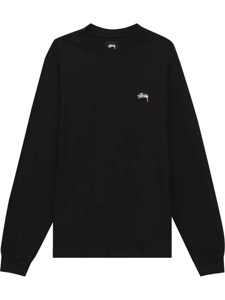 Лонгслив Stussy Stock Logo Long-Sleeve Tee 'Black' — изображение 1 из 2, черный