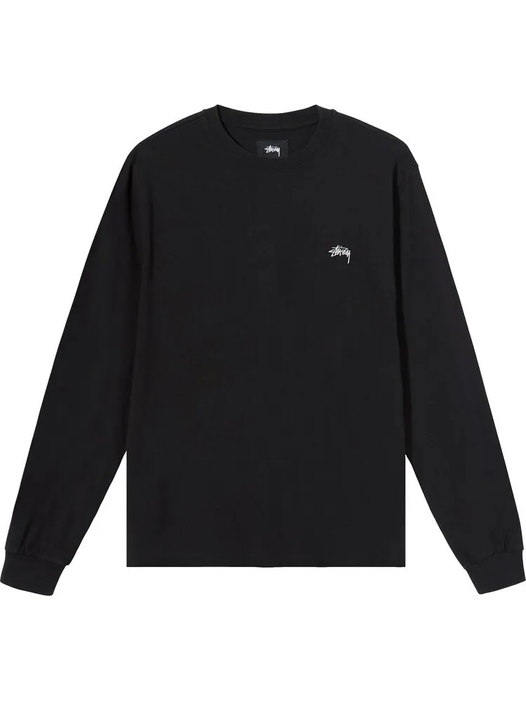 Лонгслив Stussy Stock Logo Long-Sleeve Crew 'Black' — изображение 1 из 2, черный