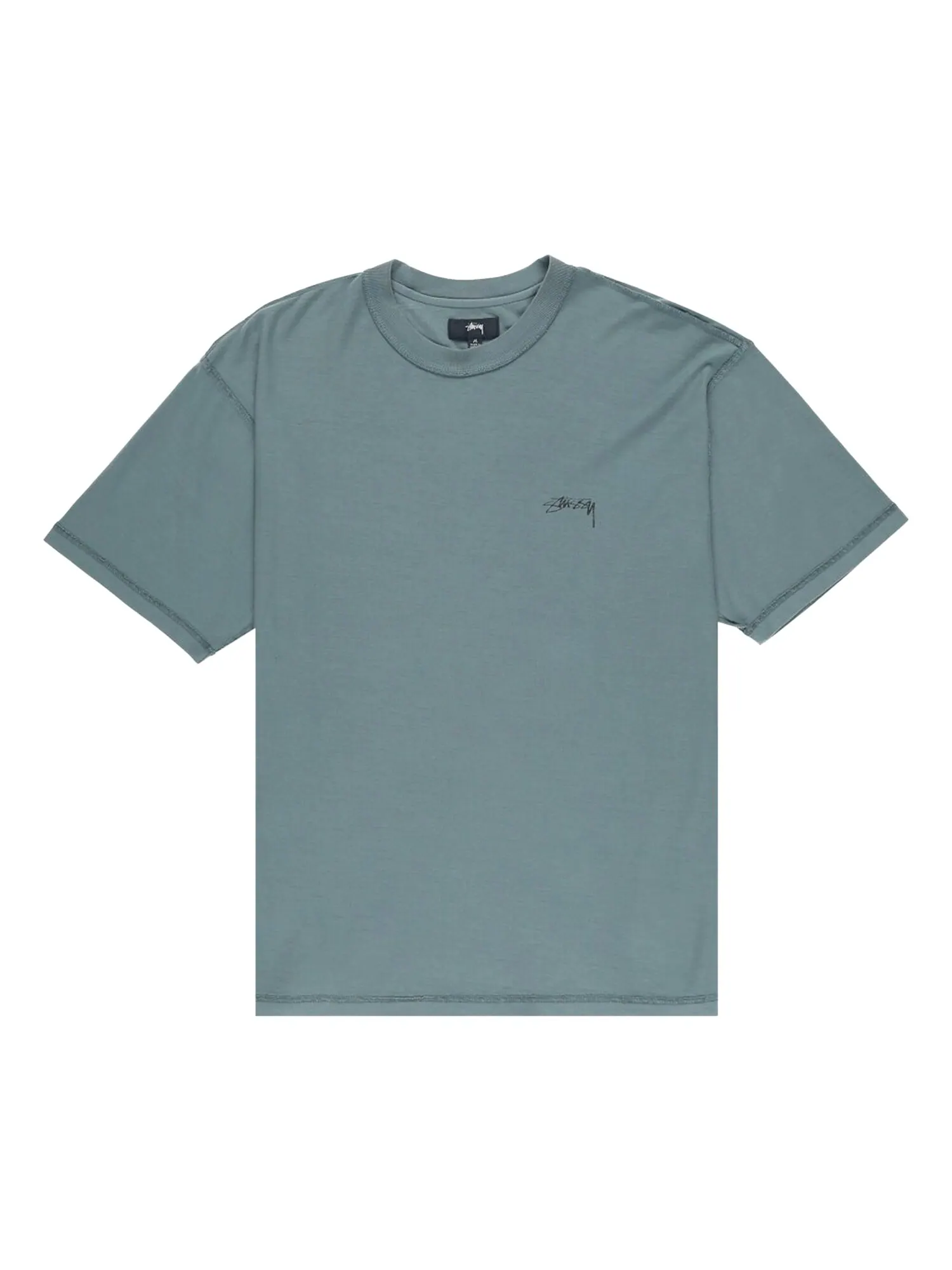 Футболка с круглым вырезом Stussy, окрашенная наизнанку, темно-бирюзовая — изображение 1 из 2, бирюзовый