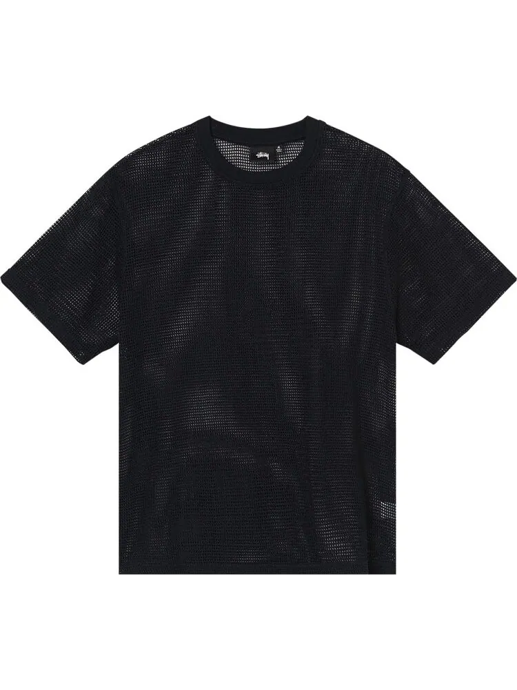 Футболка Stussy Cotton Mesh Short-Sleeve Crew 'Black' — изображение 1 из 2, черный