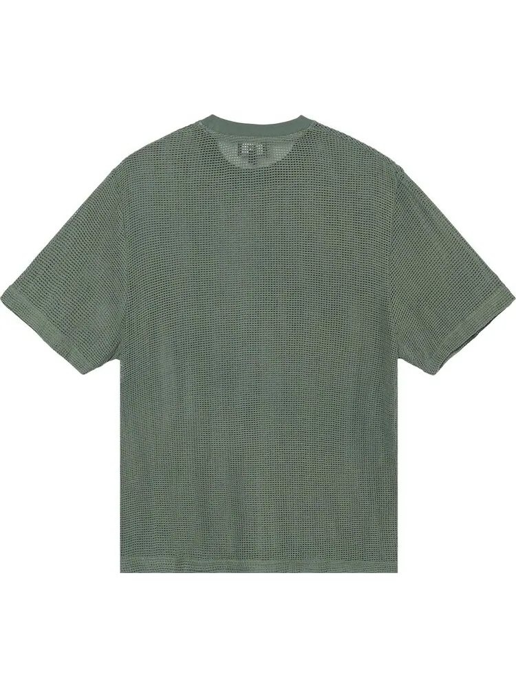 Футболка Stussy Cotton Mesh Short-Sleeve Crew 'Green' — изображение 2 из 2, зеленый