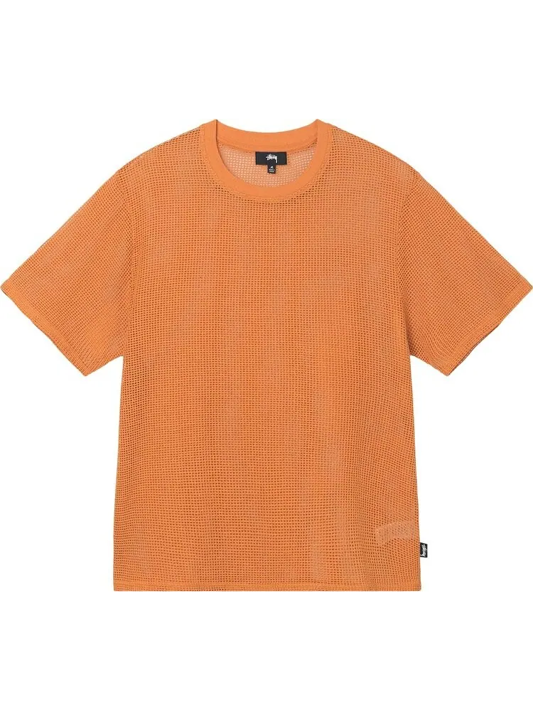 Футболка Stussy Cotton Mesh Short-Sleeve Crew 'Orange' — изображение 1 из 2, оранжевый