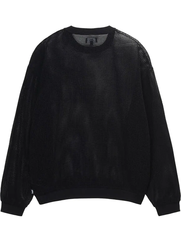 Лонгслив Stussy Cotton Mesh Long-Sleeve Crew 'Black' — изображение 2 из 2, черный
