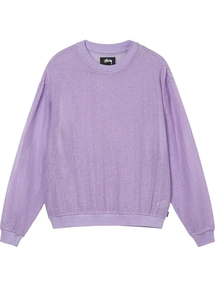 Лонгслив Stussy Cotton Mesh Long-Sleeve Crew 'Lavender' — изображение 1 из 2, фиолетовый