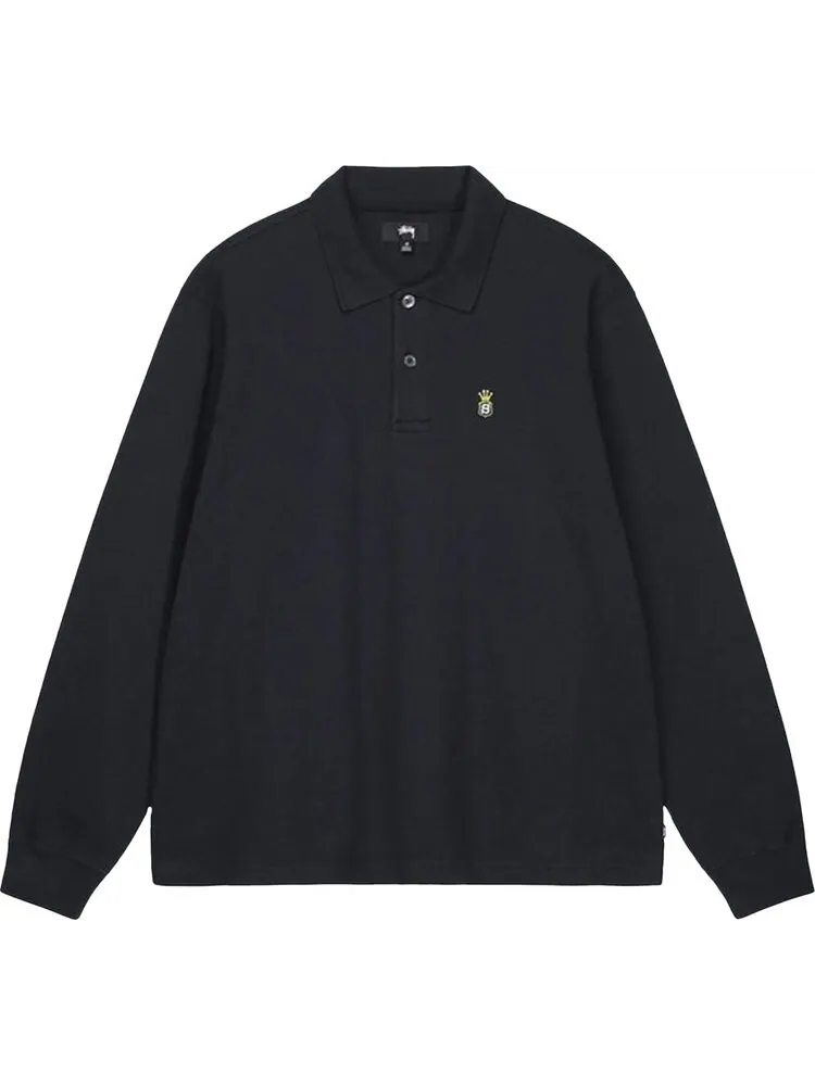 Лонгслив Stussy Long-Sleeve Rib Polo 'Black' — изображение 1 из 2, черный