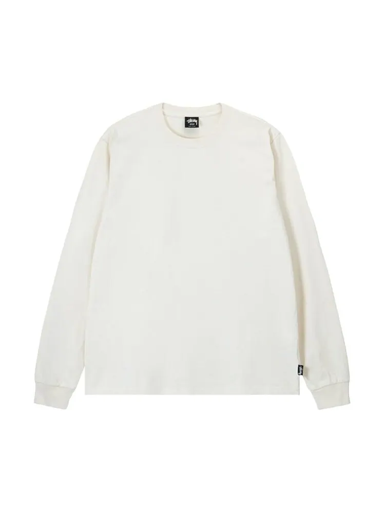Лонгслив Stussy Pigment Dyed Long-Sleeve Crew 'Natural' — изображение 1 из 2, белый