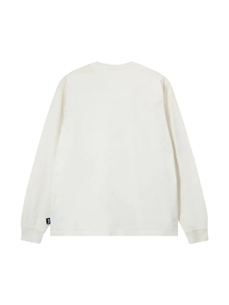 Лонгслив Stussy Pigment Dyed Long-Sleeve Crew 'Natural' — изображение 2 из 2, белый