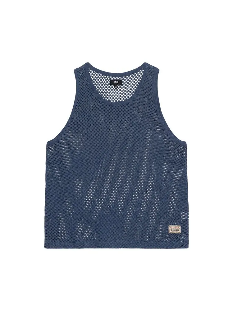 Топ Stussy Big Mesh Tank — изображение 1 из 2, темно-синий