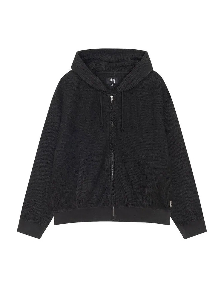 Худи Stussy Double Layer Waffle Zip Hoodie — изображение 1 из 2, черный