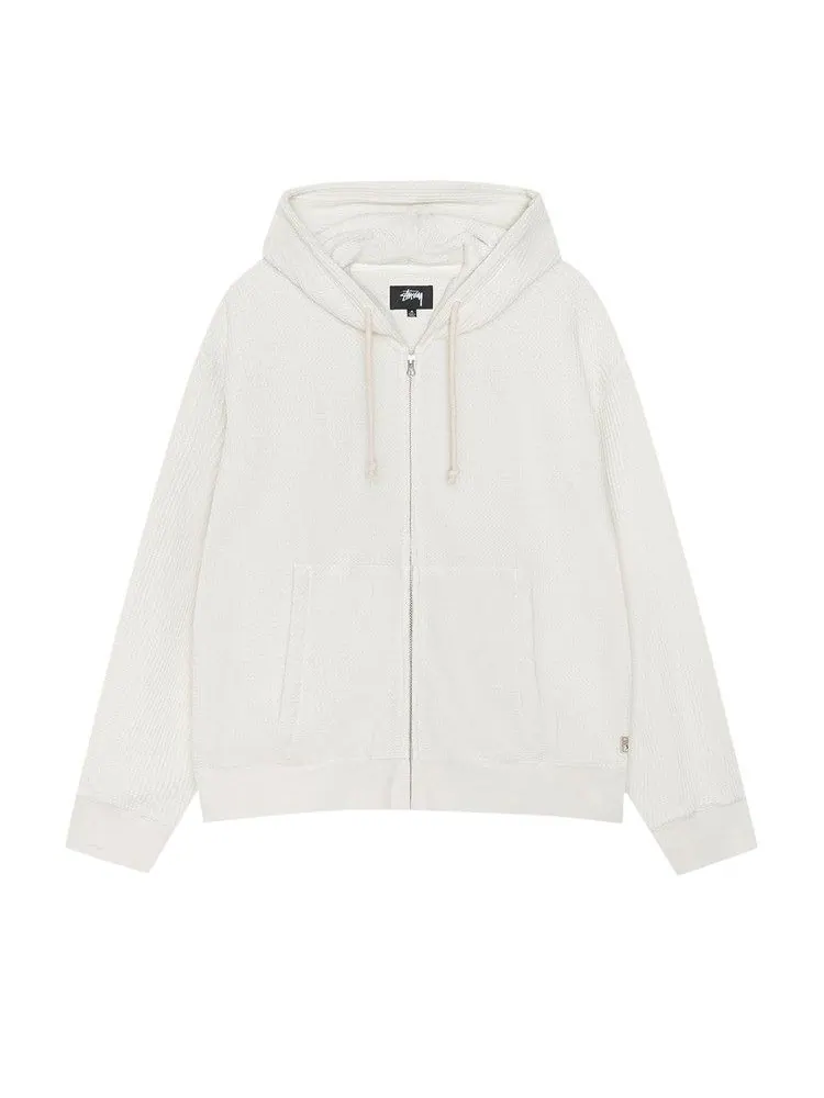 Худи Stussy Double Layer Waffle Zip Hoodie — изображение 1 из 2, белый