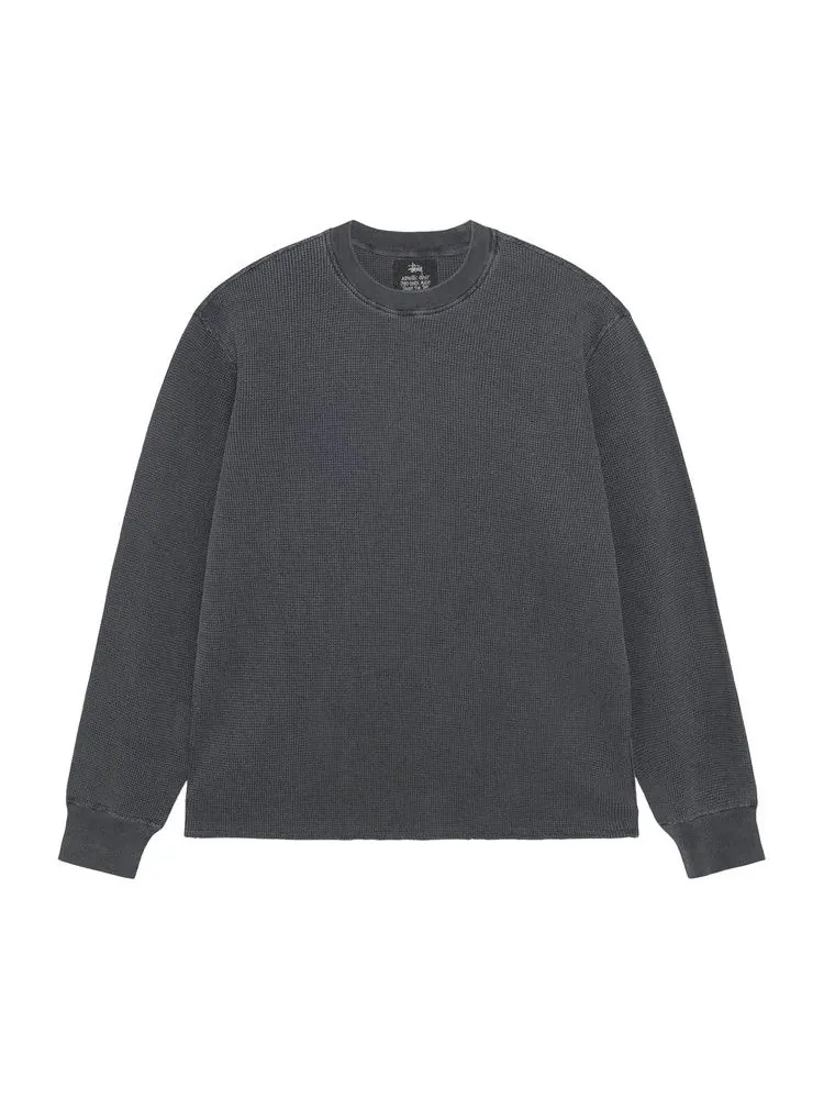 Лонгслив Stussy Garment Dyed Long-Sleeve Thermal — изображение 1 из 2, черный