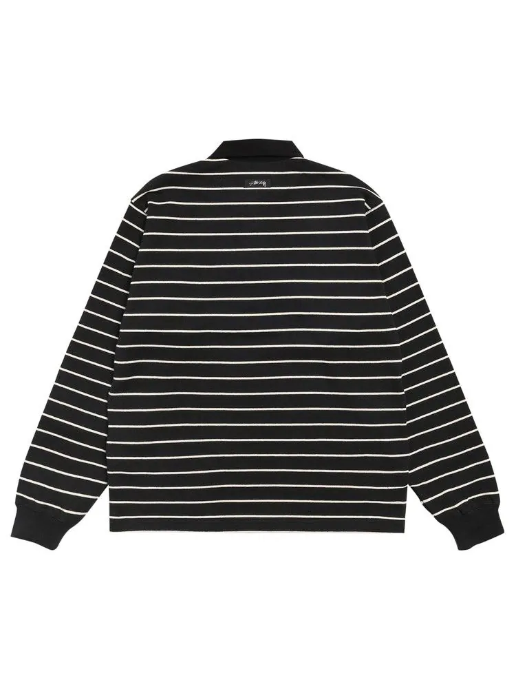 Рубашка Stussy Striped Rugby Shirt 'Black' — изображение 2 из 2, черный