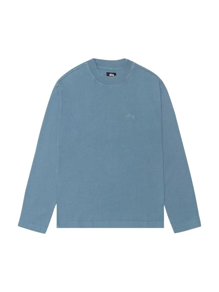 Футболка Stussy Dyed Long-Sleeve Mock Neck Tee — изображение 1 из 2, синий