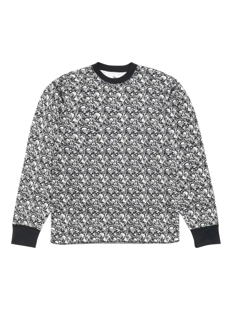 Термофутболка с длинными рукавами Stussy Pigment Dyed 'Bones' — изображение 1 из 2, серый