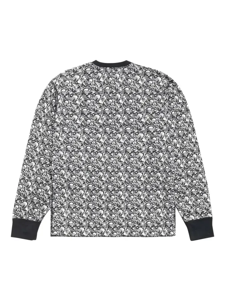 Термофутболка с длинными рукавами Stussy Pigment Dyed 'Bones' — изображение 2 из 2, серый