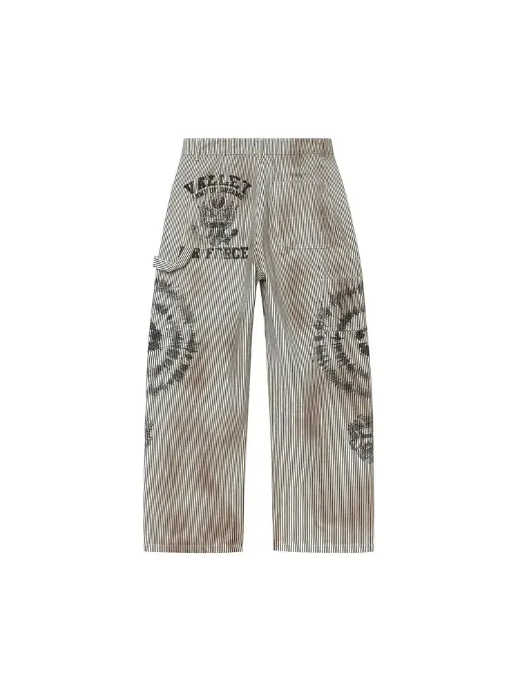 Рабочие брюки Vale Forever Spiral Workpants, цвет «Грязный/В полоску/Белый» — 2