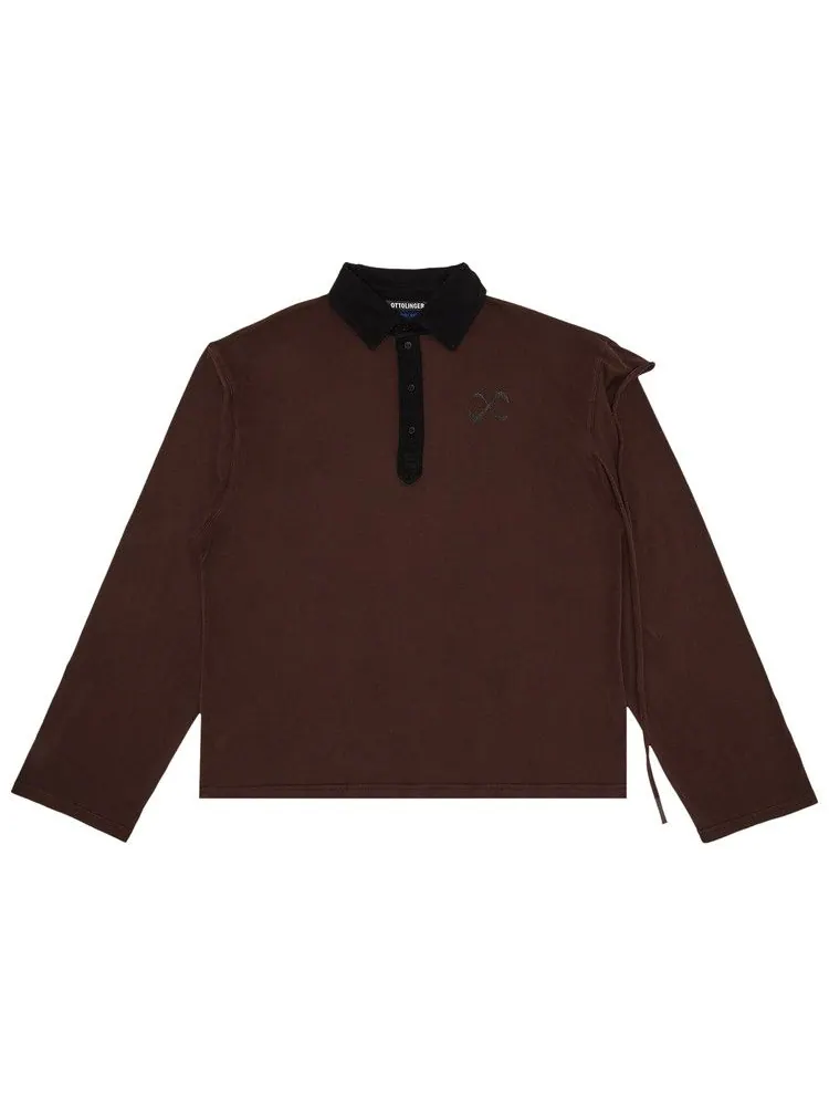 Поло Ottolinger Long-Sleeve Polo — изображение 1 из 3, темный коричневый