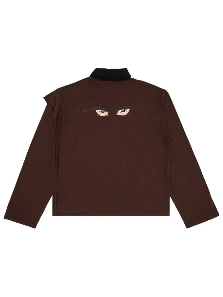 Поло Ottolinger Long-Sleeve Polo — изображение 2 из 3, темный коричневый