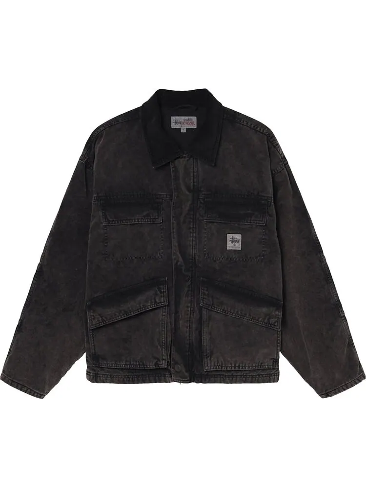Куртка Stussy Washed Canvas Shop Jacket 'Black' — изображение 1 из 2, черный