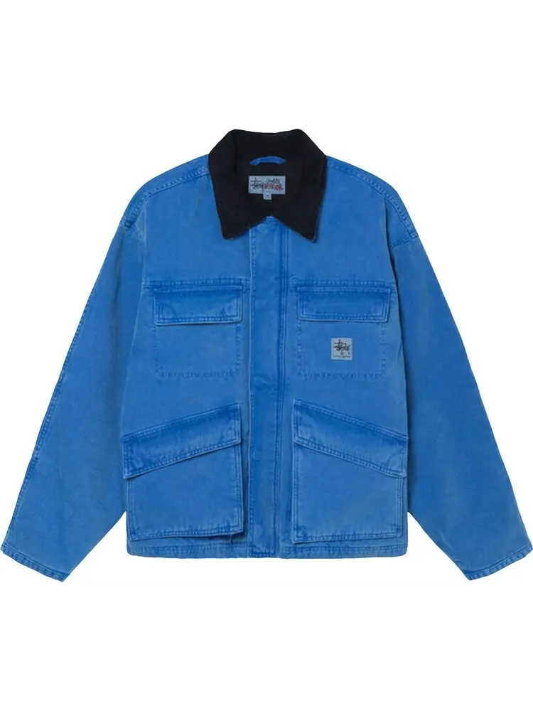 Куртка Stussy Washed Canvas Shop Jacket 'Blue' — изображение 1 из 2, синий