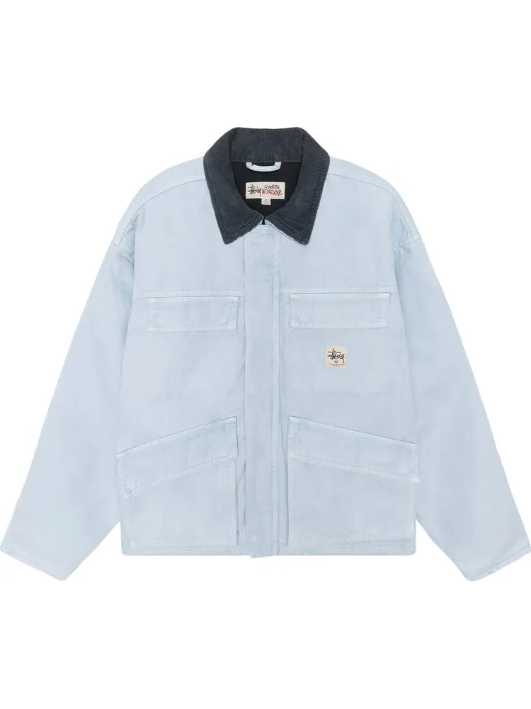 Куртка Stussy Washed Canvas Shop 'Light Blue' — изображение 1 из 2, синий