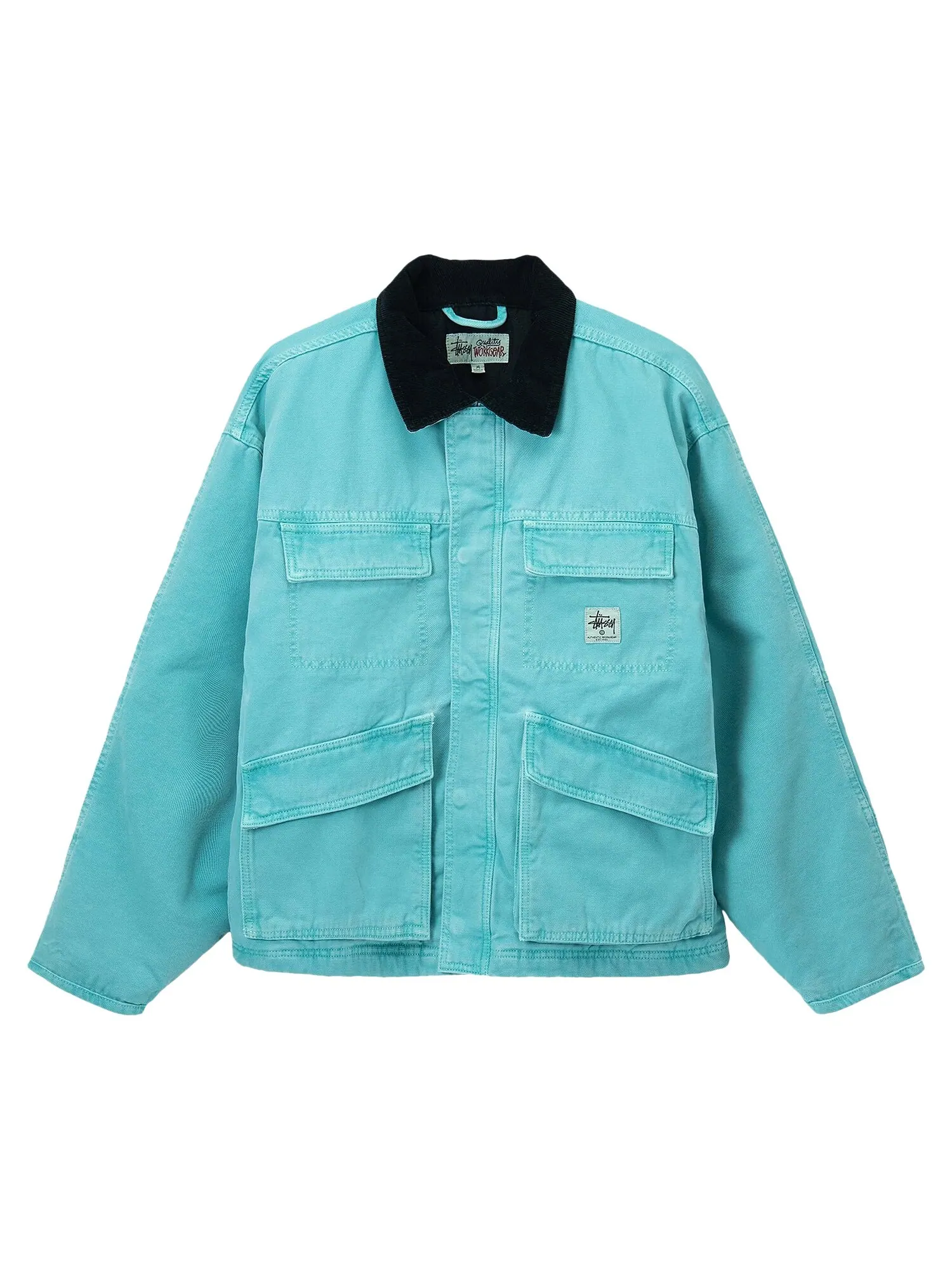 Куртка Stussy из стираной парусины, темно-бирюзовая — изображение 1 из 2, бирюзовый