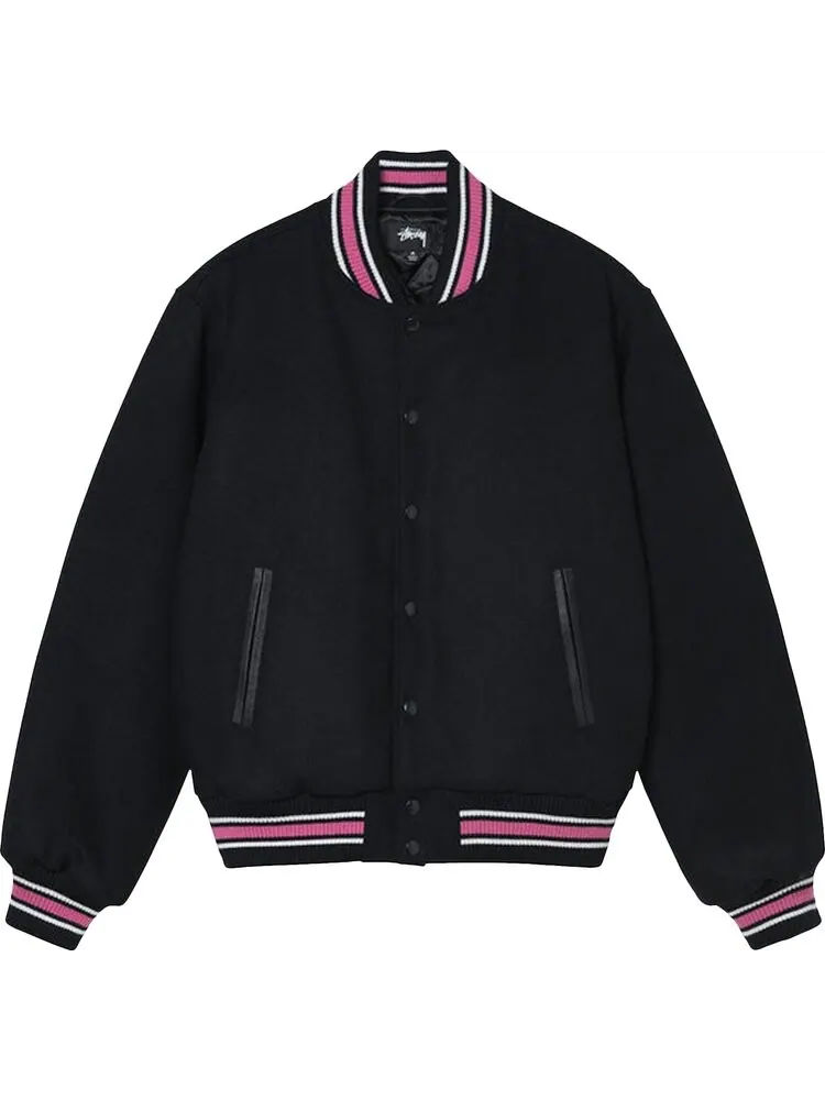 Куртка Stussy S Talk Melton Varsity Jacket 'Black' — изображение 1 из 2, черный