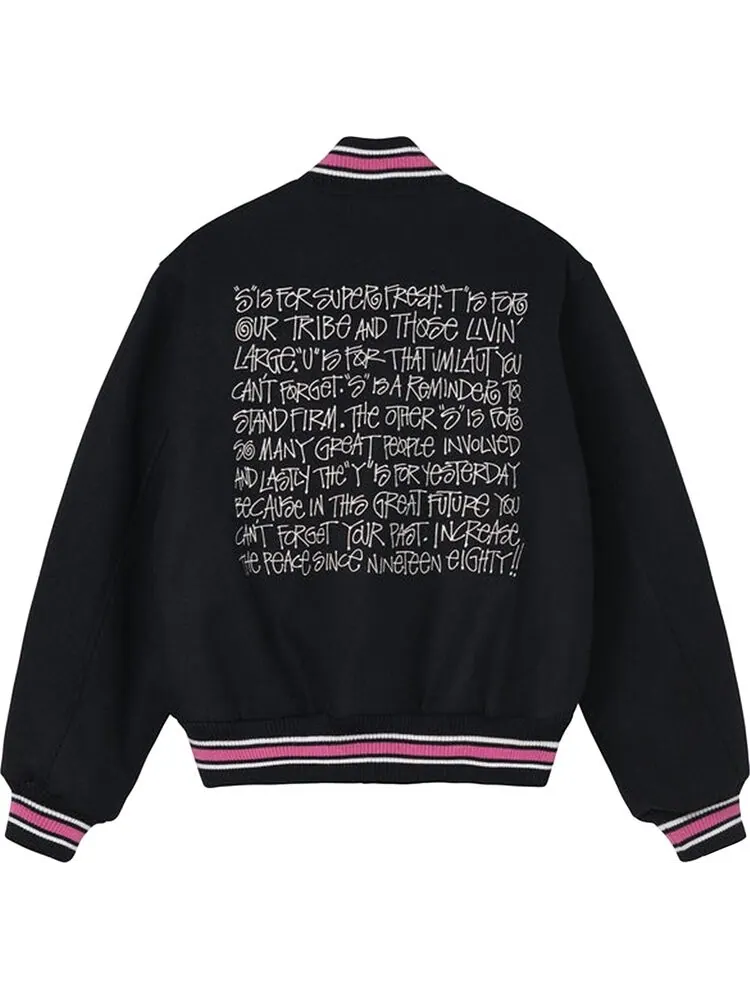 Куртка Stussy S Talk Melton Varsity Jacket 'Black' — изображение 2 из 2, черный