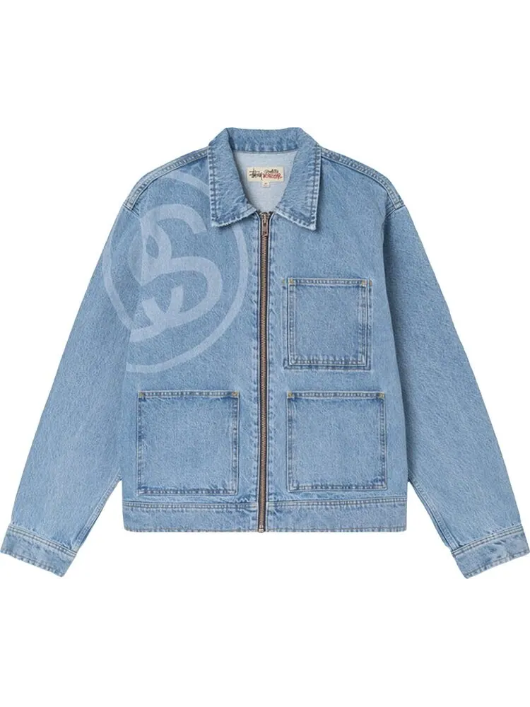 Куртка Stussy SS-Link Zip Work Jacket 'Stone Wash' — изображение 1 из 2, синий