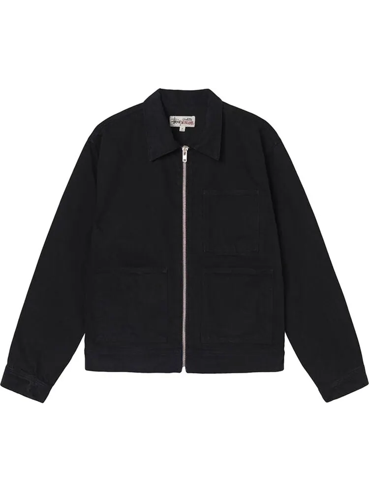 Куртка Stussy Overdyed Zip Work Jacket 'Black' — изображение 1 из 2, черный