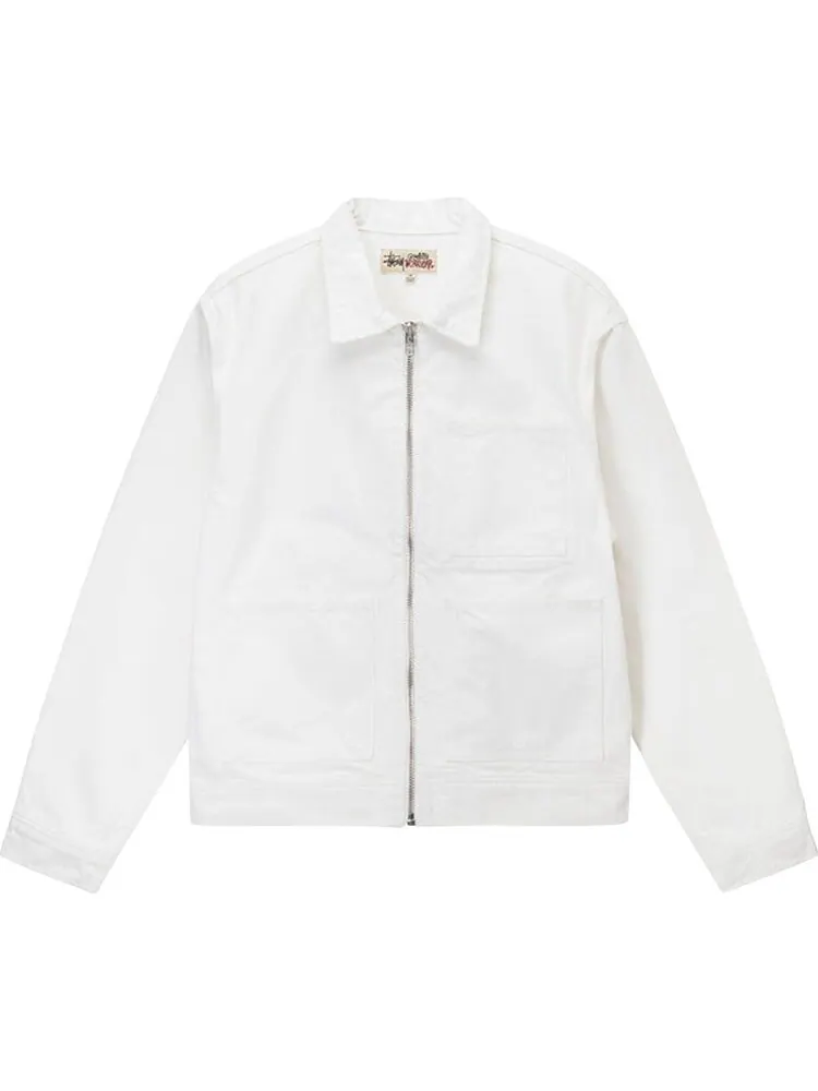 Куртка Stussy Overdyed Zip Work Jacket 'White' — изображение 1 из 2, белый