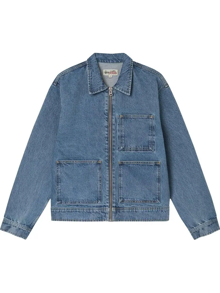 Куртка Stussy Denim Zip Work Jacket 'Washed Blue' — изображение 1 из 2, синий