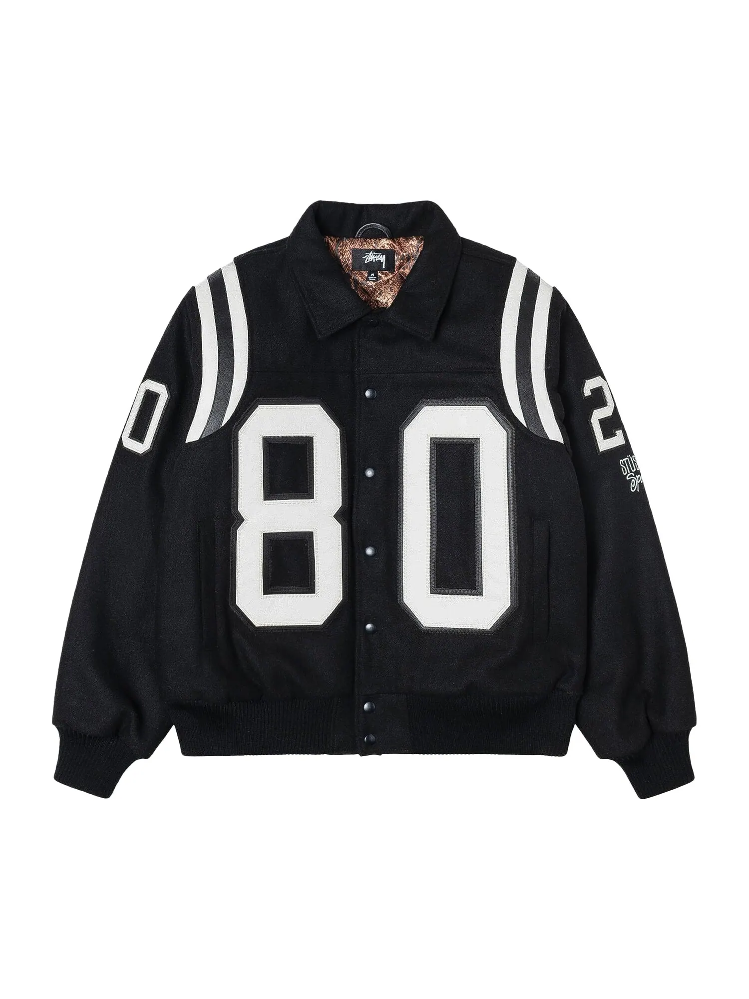 Шерстяная университетская куртка Stussy 80 — изображение 1 из 2, черный