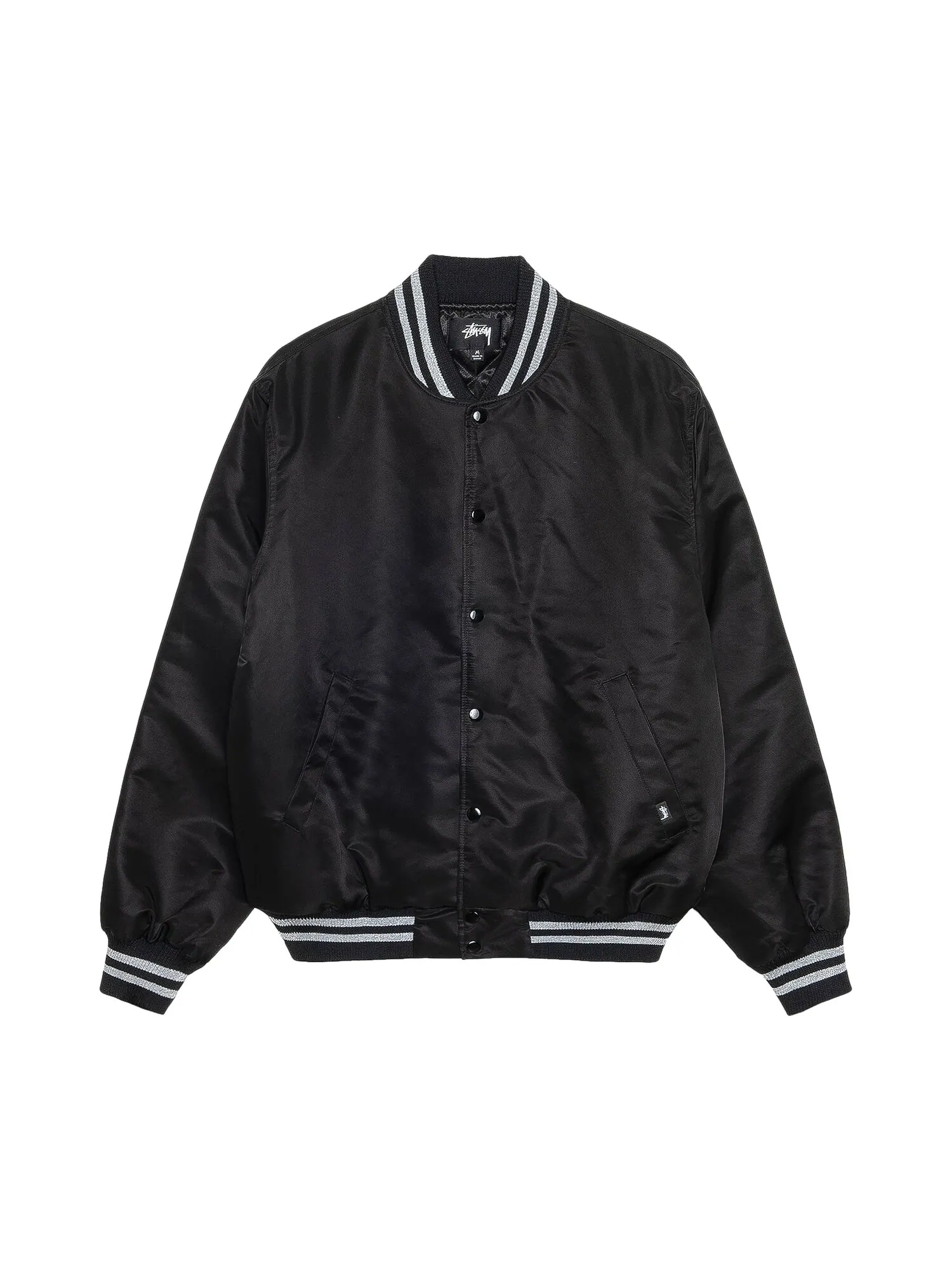 Атласная куртка Stussy с пайетками — изображение 1 из 2, черный