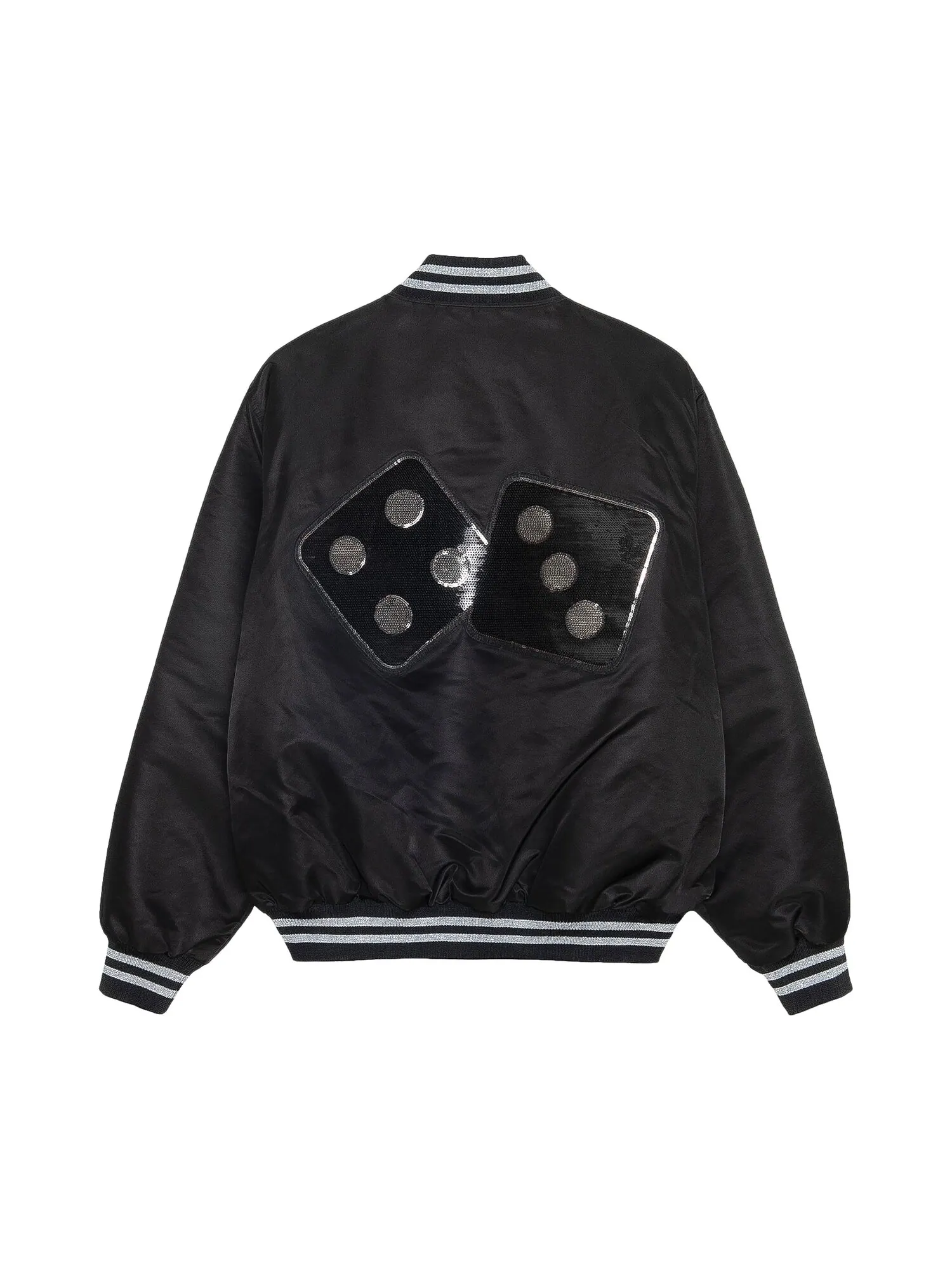 Атласная куртка Stussy с пайетками — изображение 2 из 2, черный