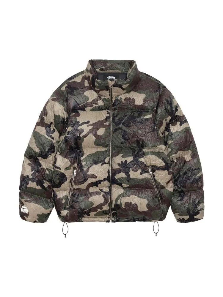 Пуховик Stussy Wrinkled Nylon Down Puffer, Woodland Camo — изображение 1 из 2, мульти
