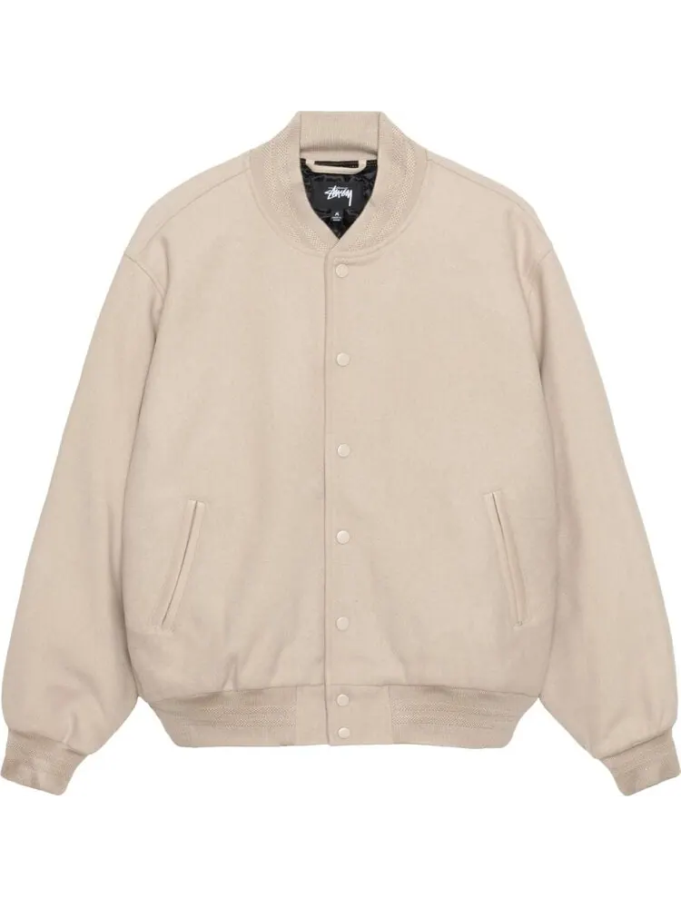 Куртка Stussy Sport Melton Varsity 'Oatmeal' — изображение 1 из 2, бежевый