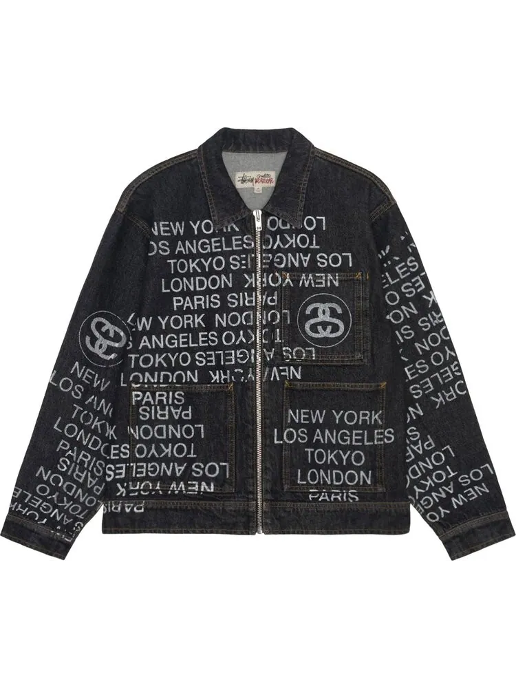 Куртка Stussy City Link Denim Zip Work 'Washed Black' — изображение 1 из 1, черный