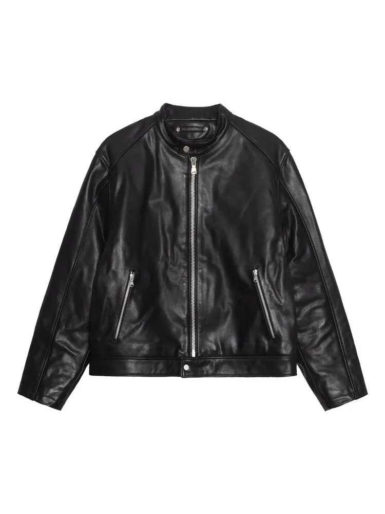 Куртка Stussy Cafe Racer Leather Jacket — изображение 1 из 2, черный