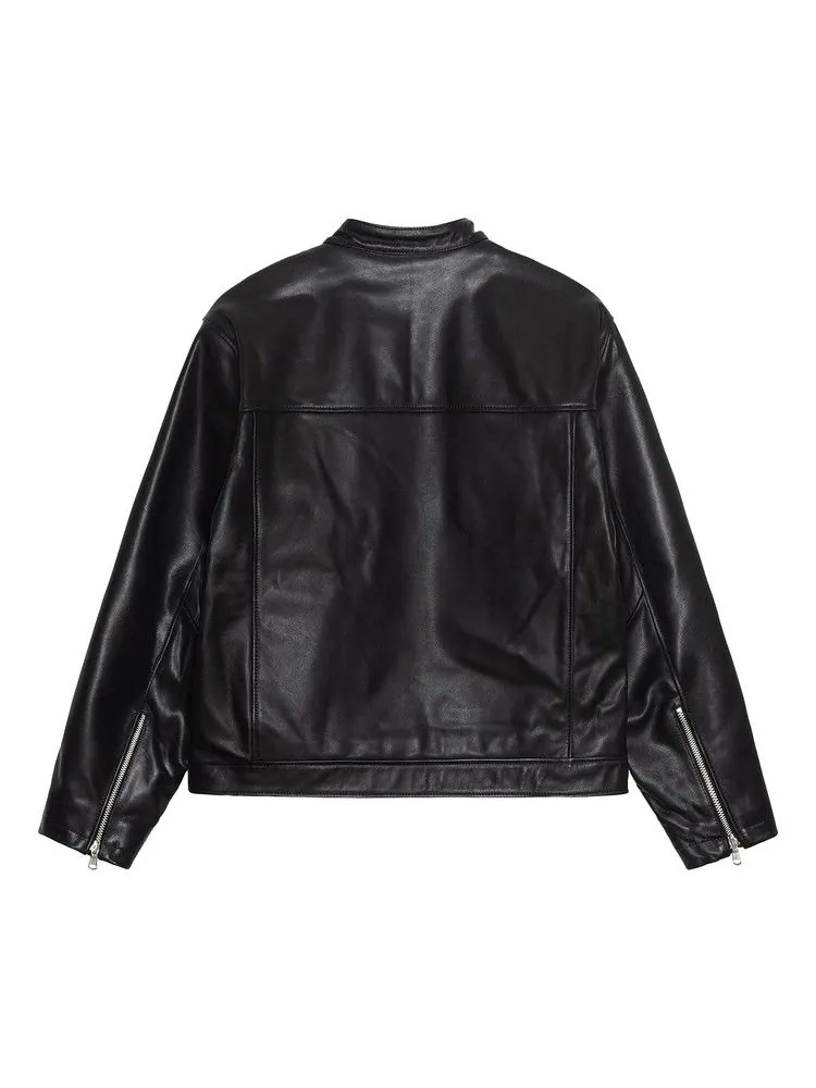 Куртка Stussy Cafe Racer Leather Jacket — изображение 2 из 2, черный
