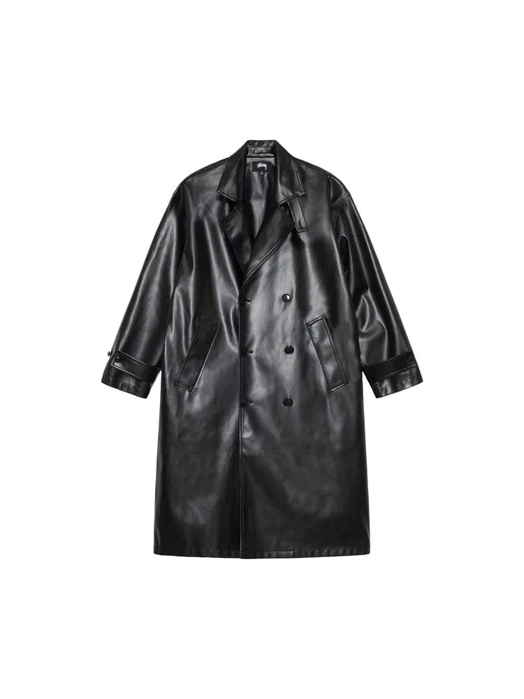 Пальто Stussy Double Breasted Trench Coat — изображение 1 из 3, черный