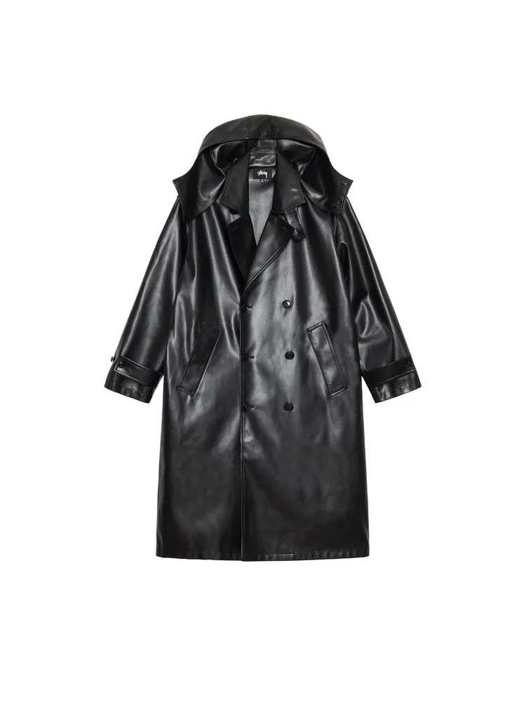 Пальто Stussy Double Breasted Trench Coat — изображение 3 из 3, черный