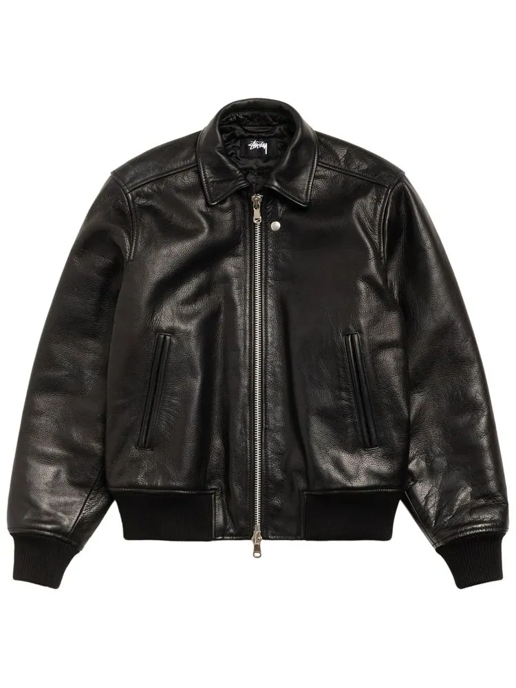 Кожаная летная куртка Stussy
