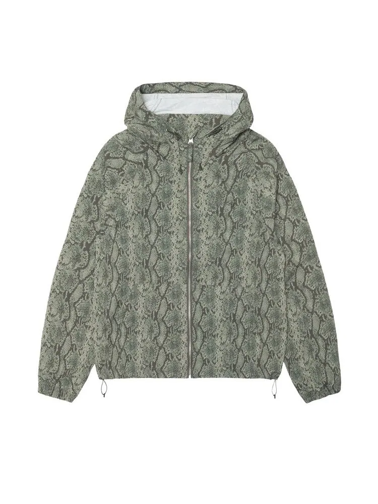 Куртка Stussy Beach Shell Snake Print Nylon 'Olive' — изображение 1 из 2, зеленый