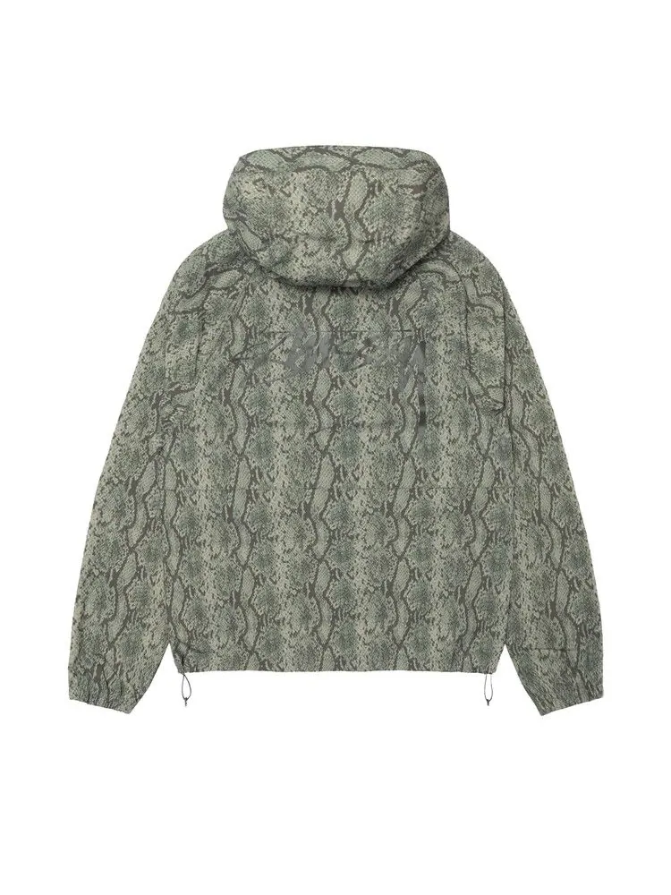 Куртка Stussy Beach Shell Snake Print Nylon 'Olive' — изображение 2 из 2, зеленый