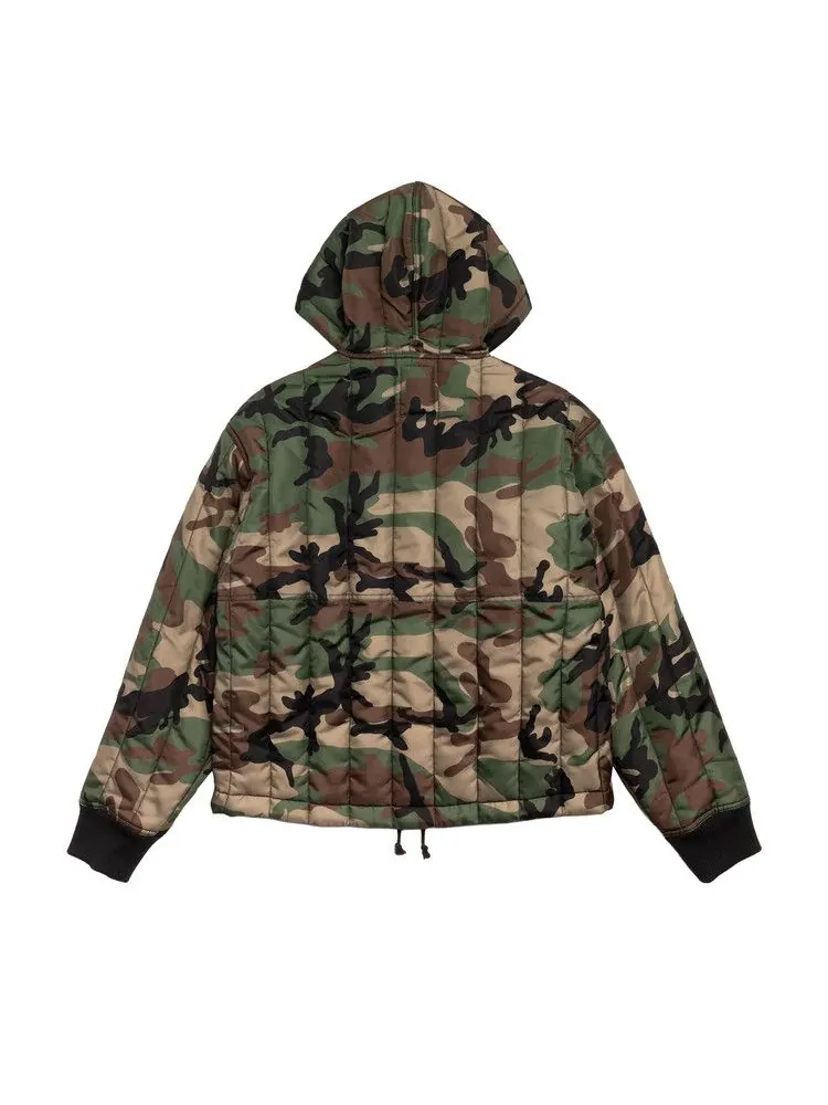 Куртка Stussy Quilted Nylon Work Jacket 'Woodland Camo' — изображение 2 из 2, зеленый